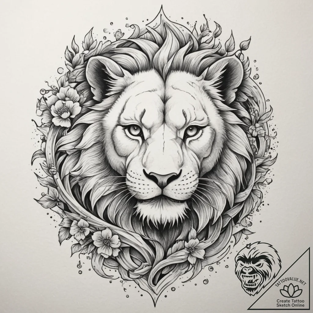 Tattoo sketch a majestic leo lion's face, bro... - tattoo sketch (№1754594878_0, 07.08.2025 19:27) — tattoovalue.net
