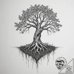 Tattoo sketch a tree with roots growing into… – tattoo sketch (№1754595472_0, 07.08.2025 19:37) — tattoovalue.net