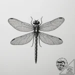 Dragonfly, artistic tattoo sketch, on a clean… – tattoo sketch (№1754595670_0, 07.08.2025 19:41) — tattoovalue.net