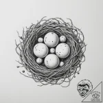 A bird’s nest holding planets instead of eggs… – tattoo sketch (№1754596660_0, 07.08.2025 19:57) — tattoovalue.net
