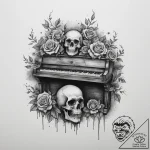 An abandoned, dusty ballroom with tattered cu… – tattoo sketch (№1754597256_0, 07.08.2025 20:07) — tattoovalue.net
