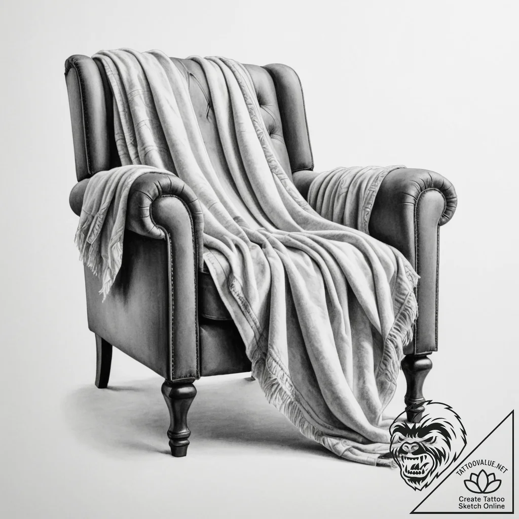 Tattoo sketch a comfortable armchair with a b... - tattoo sketch (№1754597455_0, 07.08.2025 20:10) — tattoovalue.net