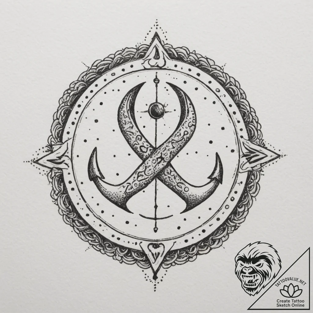 Tattoo design a small, clean cancer glyph wit... - tattoo sketch (№1754597650_0, 07.08.2025 20:14) — tattoovalue.net