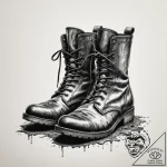 Tattoo design a detailed image of worn combat… – tattoo sketch (№1754603329_0, 07.08.2025 21:48) — tattoovalue.net