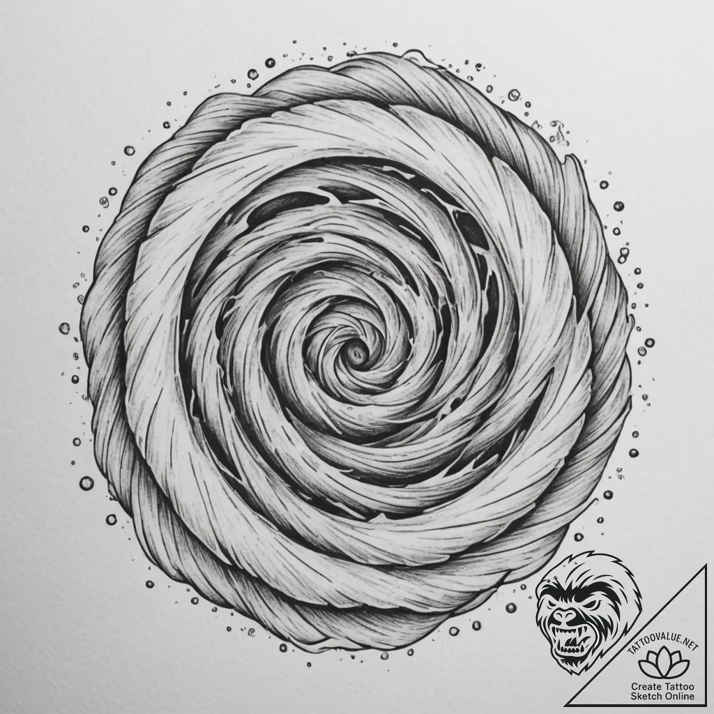 Tattoo design a swirling vortex of water, imm... - tattoo sketch (№1754603932_0, 07.08.2025 21:58) — tattoovalue.net