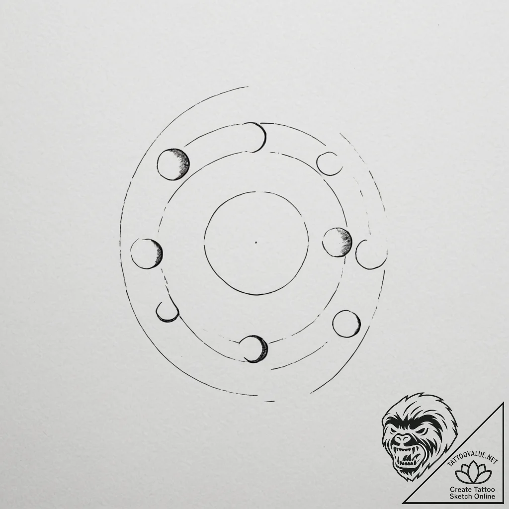 Tattoo design a moon phases sequence, with on... - tattoo sketch (№1754604131_0, 07.08.2025 22:02) — tattoovalue.net