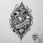 Tattoo sketch an abstract “game over” screen… – tattoo sketch (№1754604335_0, 07.08.2025 22:05) — tattoovalue.net