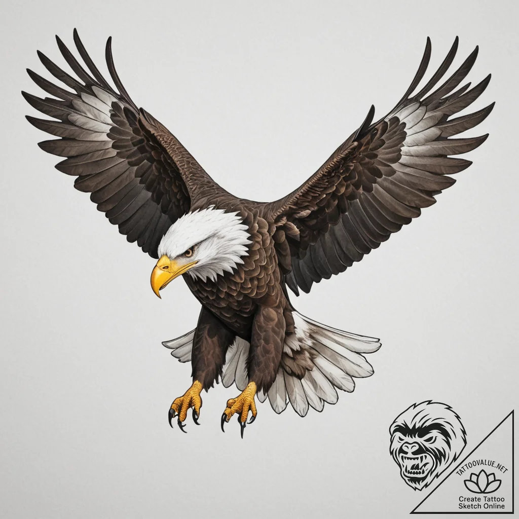 Tattoo design a majestic bald eagle in flight... - tattoo sketch (№1754604732_0, 07.08.2025 22:12) — tattoovalue.net