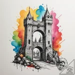 Tattoo sketch a fortified city gate, symboliz… – tattoo sketch (№1754604930_0, 07.08.2025 22:15) — tattoovalue.net