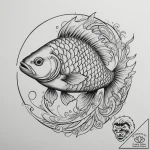 Crucian carp, tattoo drawing outline, on a cl… – tattoo sketch (№1754605128_0, 07.08.2025 22:18) — tattoovalue.net