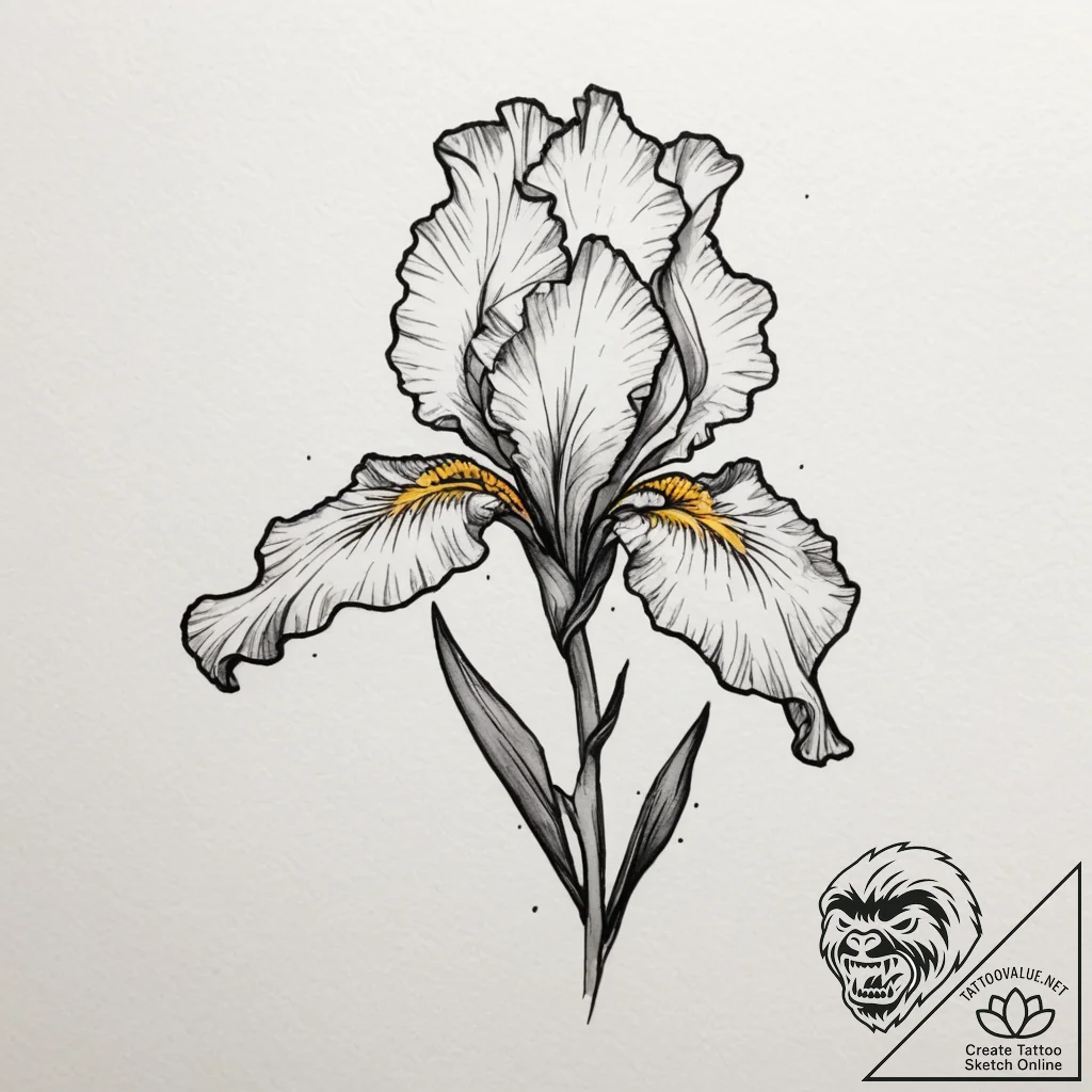 Iris, tattoo drawing outline, bold outlines,... - tattoo sketch (№1754606530_0, 07.08.2025 22:42) — tattoovalue.net