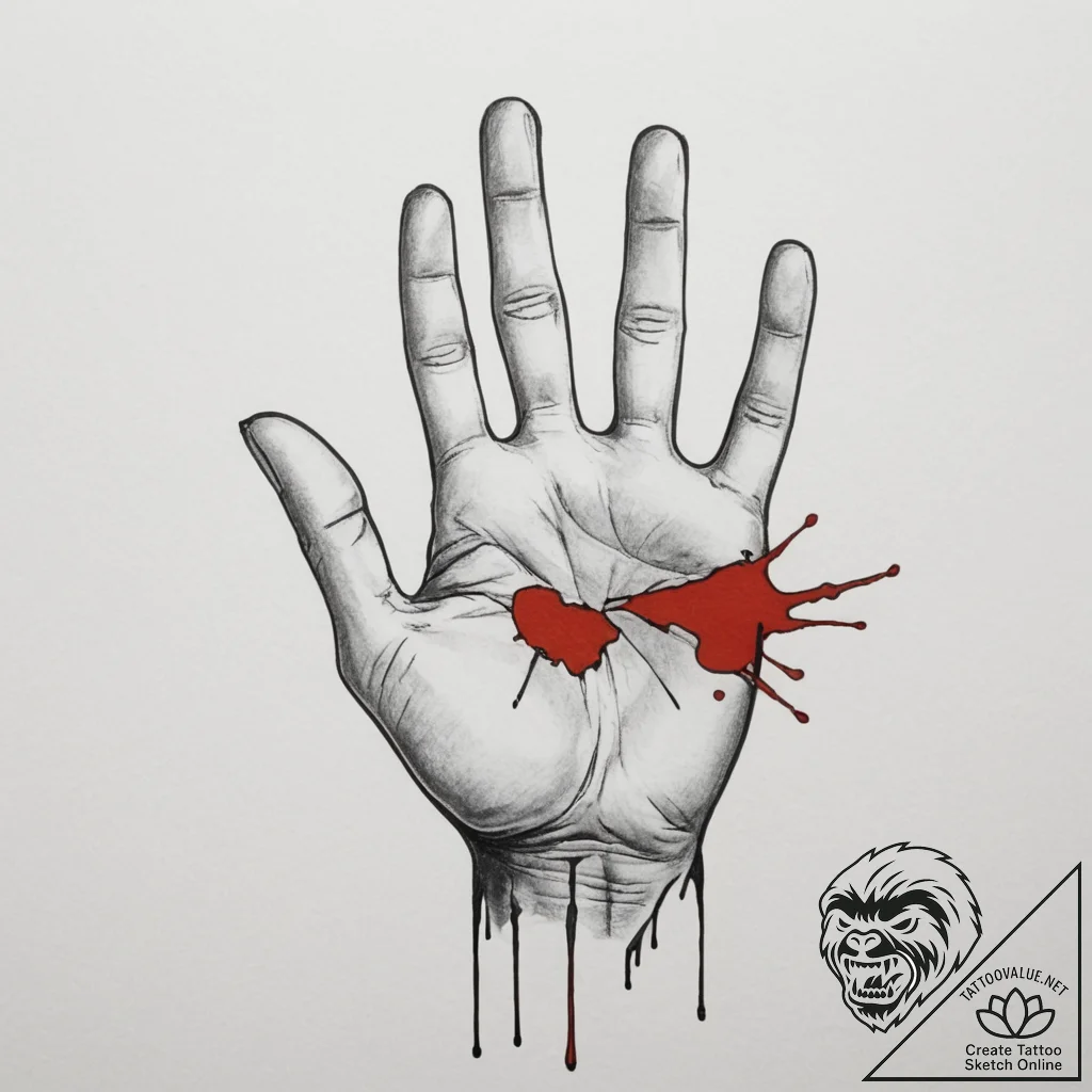Tattoo sketch a single hand outline with a pe... - tattoo sketch (№1754606732_0, 07.08.2025 22:45) — tattoovalue.net