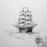A ship sailing on a sea of sand – tattoo sketch (№1754607131_0, 07.08.2025 22:52) — tattoovalue.net