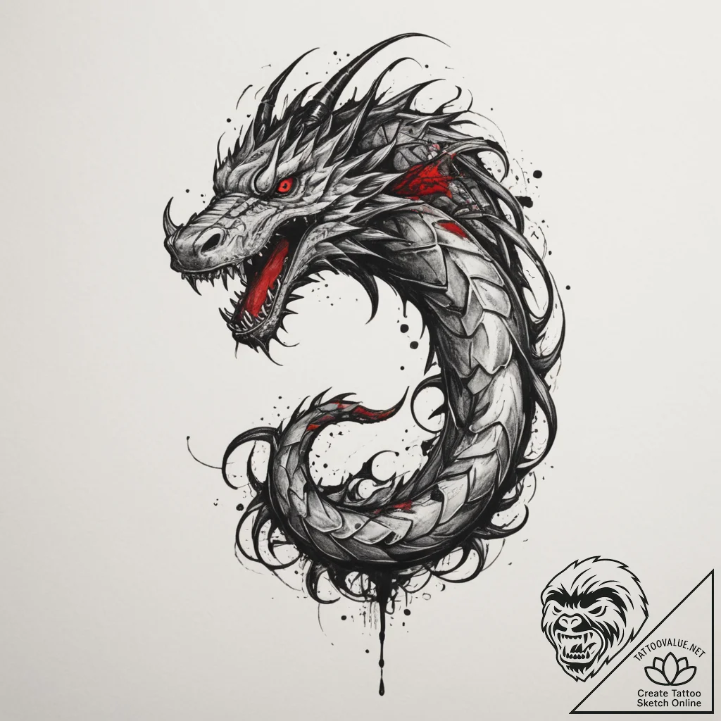 Jörmungandr biting its own tail (is there as... - tattoo sketch (№1754608140_0, 07.08.2025 23:09) — tattoovalue.net