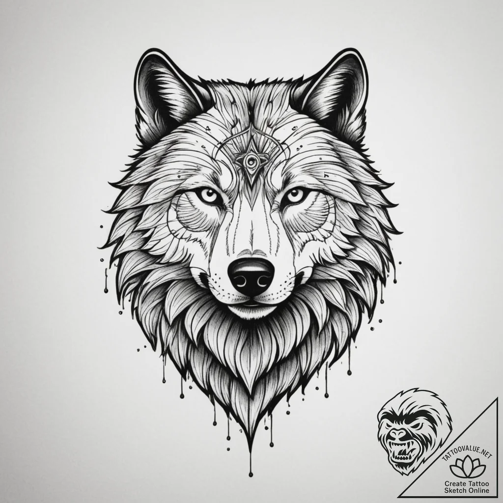 Tattoo sketch: a fierce animal (e.g., wolf or... - tattoo sketch (№1754608746_0, 07.08.2025 23:19) — tattoovalue.net