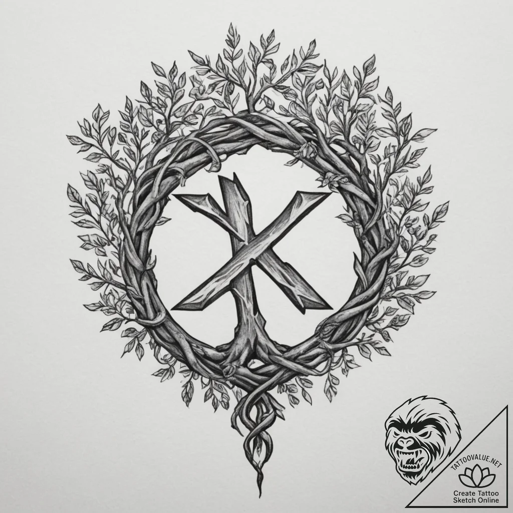 110. tattoo sketch: "yest" rune intertwined w... - tattoo sketch (№1754608946_0, 07.08.2025 23:22) — tattoovalue.net