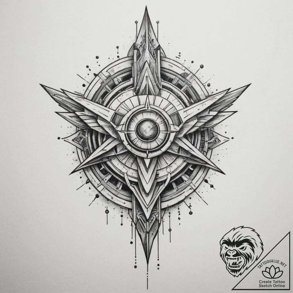 Tattoo sketch a futuristic weapon sight with... - tattoo sketch (№1754609150_0, 07.08.2025 23:25) — tattoovalue.net