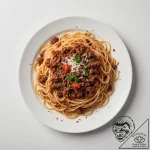 A messy, half-eaten plate of spaghetti bologn… – tattoo sketch (№1754609557_0, 07.08.2025 23:32) — tattoovalue.net