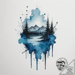 Tattoo design a deep, moody blue watercolor s… – tattoo sketch (№1754609758_0, 07.08.2025 23:35) — tattoovalue.net