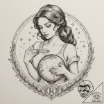 Tattoo design a virgo maiden holding a celest… – tattoo sketch (№1754611381_0, 08.08.2025 00:03) — tattoovalue.net