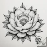 Tattoo design a blooming peony or lotus, larg… – tattoo sketch (№1754611588_0, 08.08.2025 00:06) — tattoovalue.net
