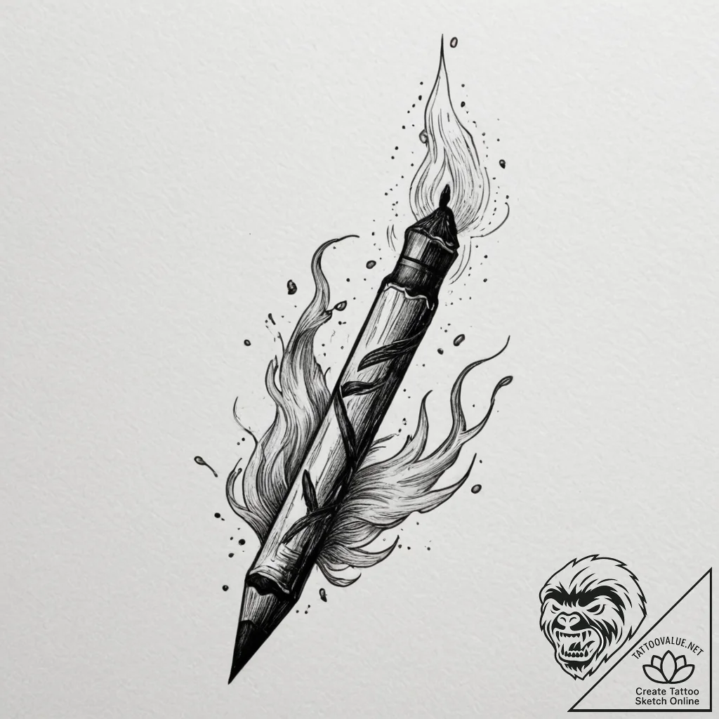 A burnt matchstick, smoke still curling from... - tattoo sketch (№1754612391_0, 08.08.2025 00:19) — tattoovalue.net