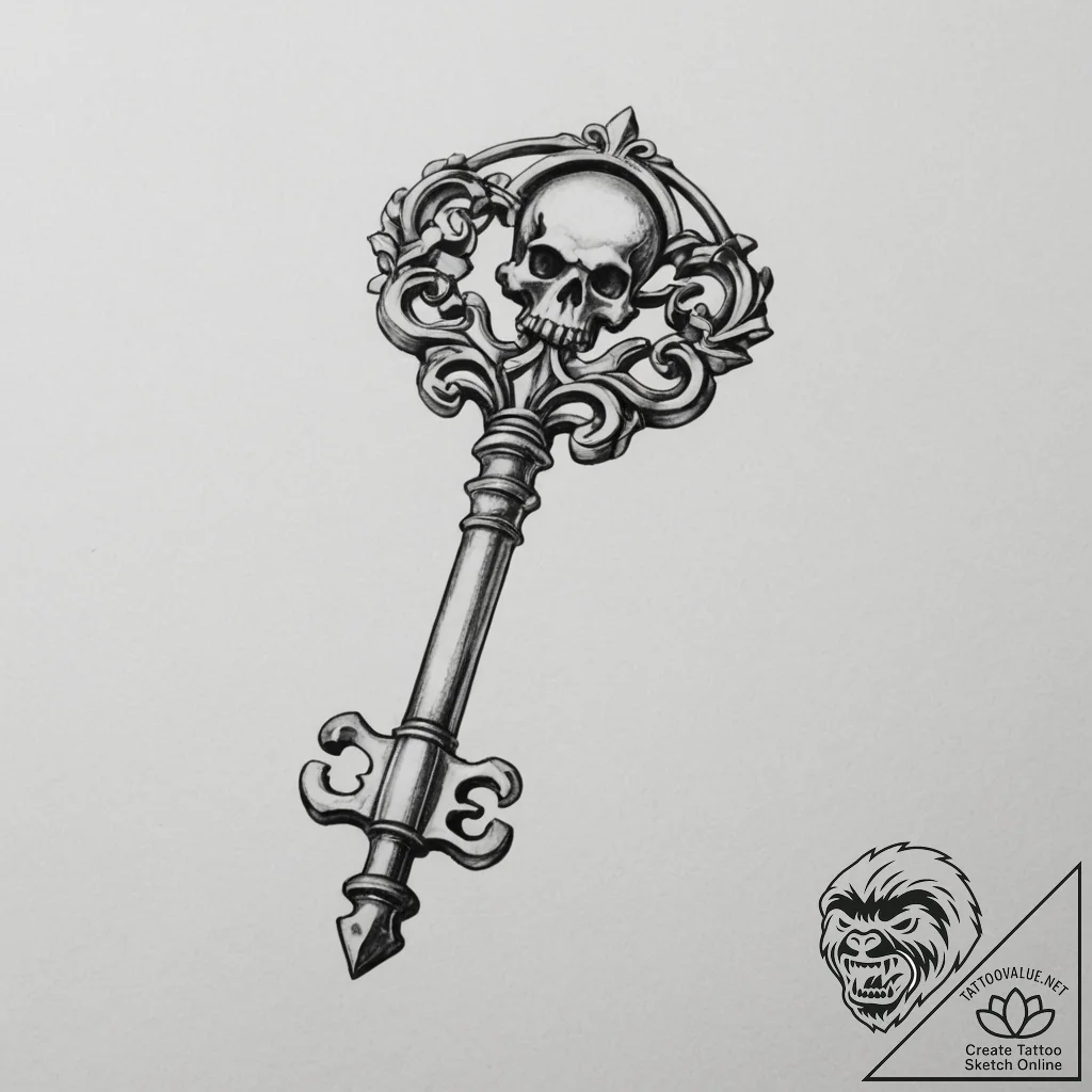 A skeleton key - tattoo sketch (№1754612797_0, 08.08.2025 00:26) — tattoovalue.net