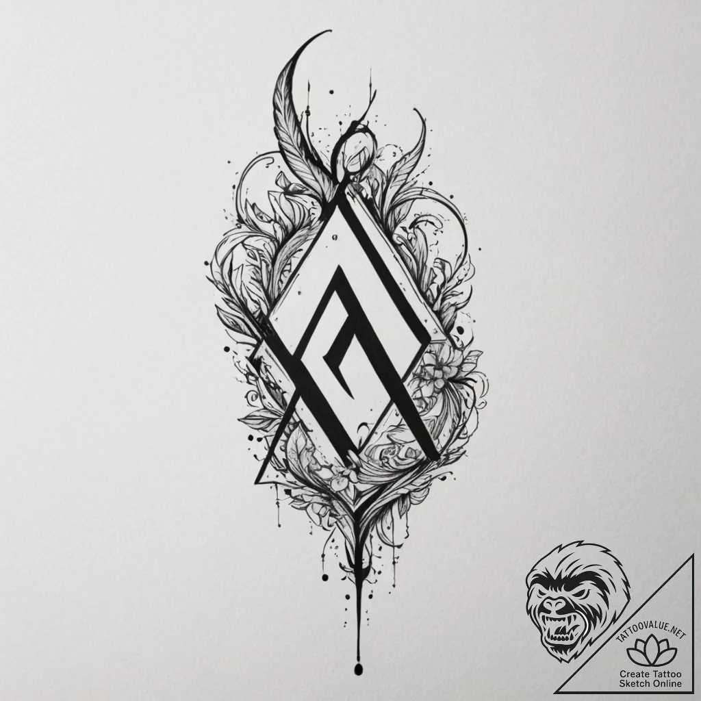 74. tattoo design: a minimalist "raduga" rune... - tattoo sketch (№1754614003_0, 08.08.2025 00:46) — tattoovalue.net