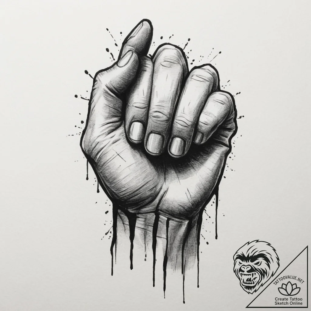 Tattoo sketch a clenched fist made of stylize... - tattoo sketch (№1754615014_0, 08.08.2025 01:03) — tattoovalue.net