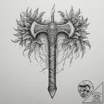 Tattoo sketch: perun’s stylized war axe, crac… – tattoo sketch (№1754615628_0, 08.08.2025 01:13) — tattoovalue.net