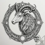 Tattoo design a capricorn goat-fish, with sat… – tattoo sketch (№1754616834_0, 08.08.2025 01:33) — tattoovalue.net