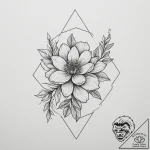 Tattoo design a delicate hexagon with a tiny… – tattoo sketch (№1754617639_0, 08.08.2025 01:47) — tattoovalue.net