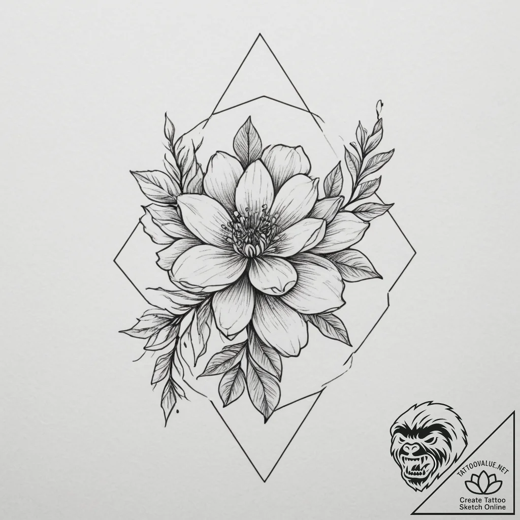 Tattoo design a delicate hexagon with a tiny... - tattoo sketch (№1754617639_0, 08.08.2025 01:47) — tattoovalue.net