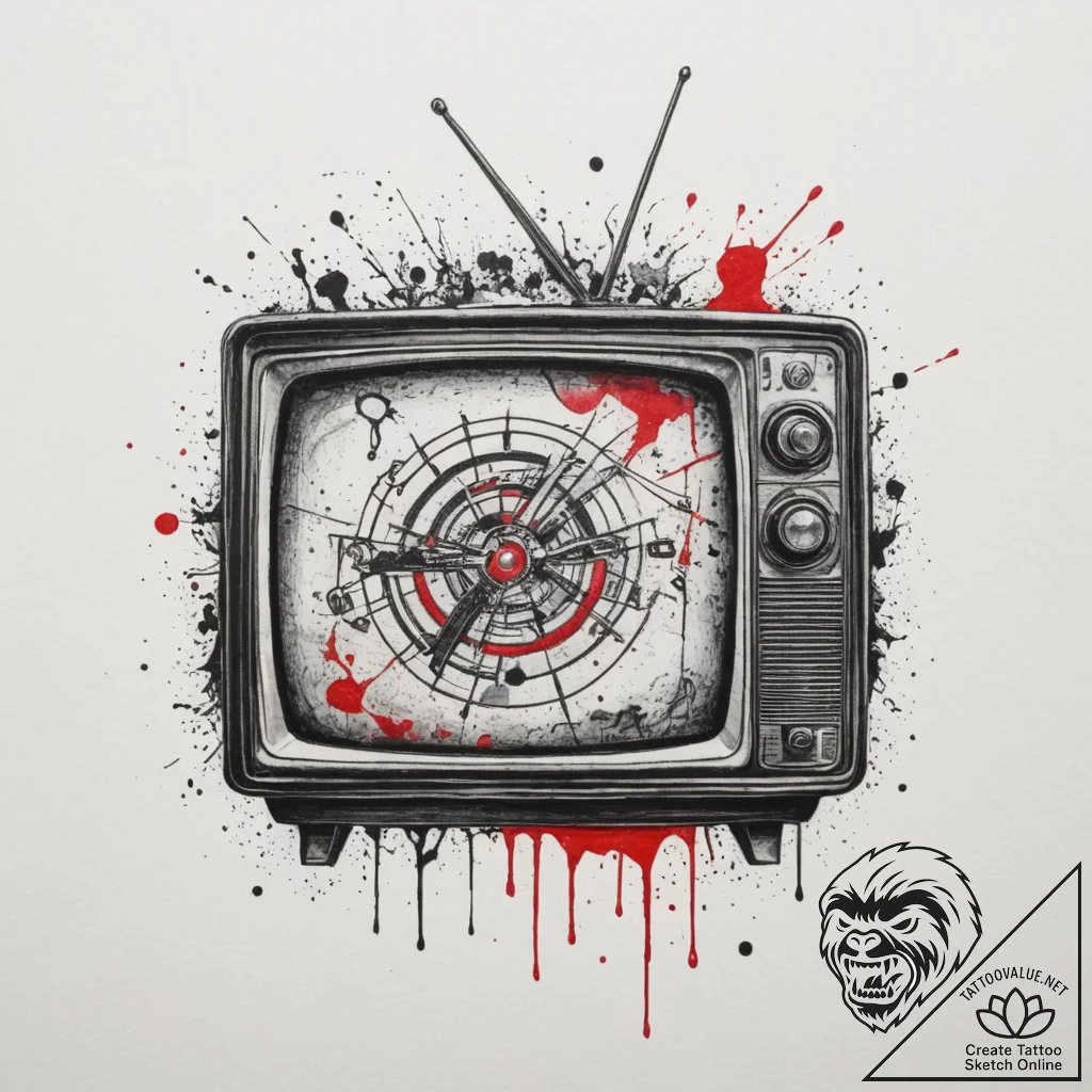Tattoo sketch a 'press start' message on a re... - tattoo sketch (№1754618037_0, 08.08.2025 01:53) — tattoovalue.net