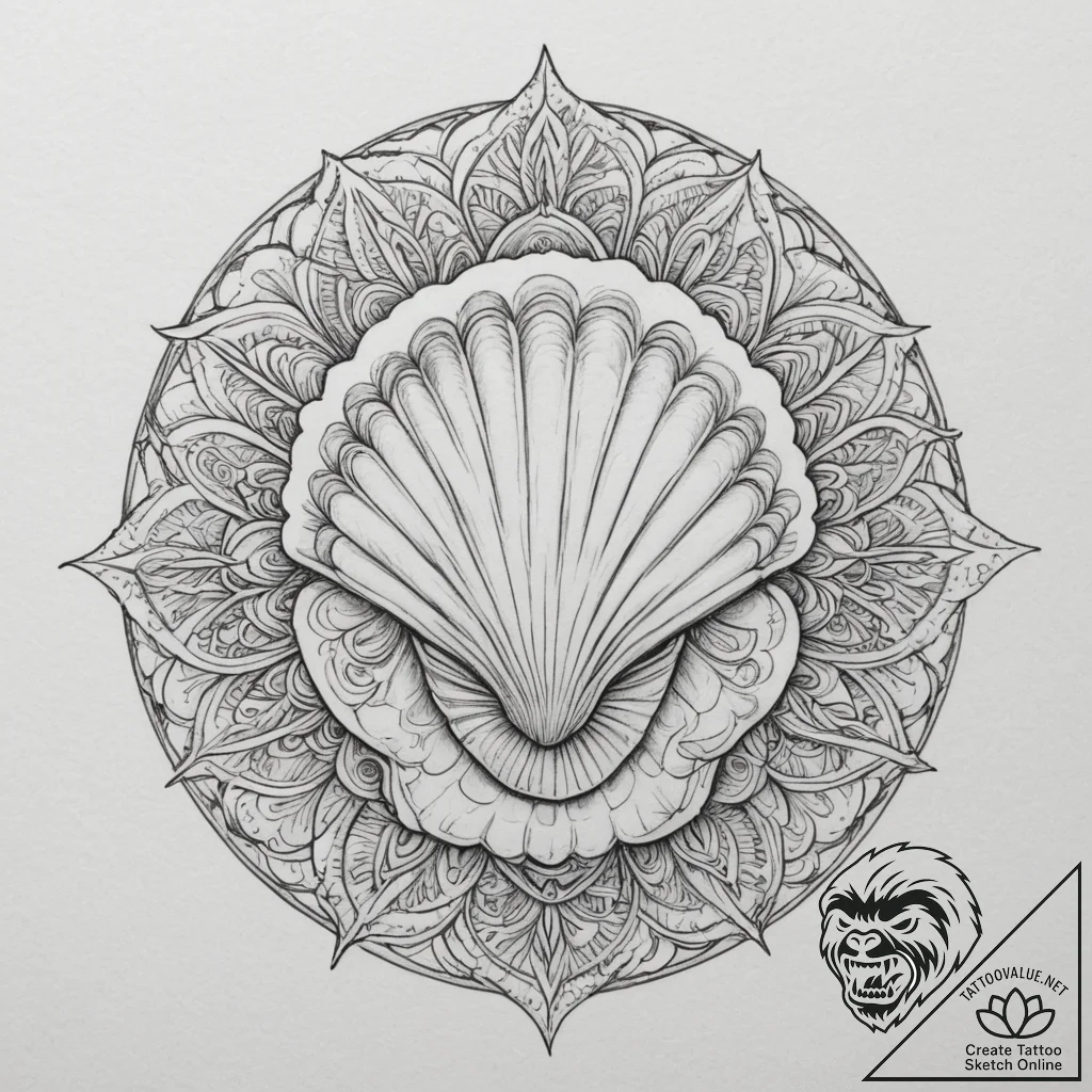 Tattoo sketch a highly detailed small seashel... - tattoo sketch (№1754618436_0, 08.08.2025 02:00) — tattoovalue.net