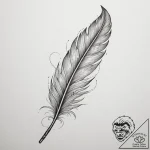 Tattoo sketch a delicate feather, gently floa… – tattoo sketch (№1754619237_0, 08.08.2025 02:13) — tattoovalue.net