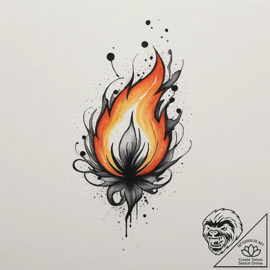 Fire, tattoo sketch design, black and grey ta... - tattoo sketch (№1754619646_0, 08.08.2025 02:20) — tattoovalue.net