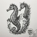Seahorse, concept art for tattoo, black and w… – tattoo sketch (№1754619846_0, 08.08.2025 02:24) — tattoovalue.net