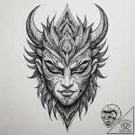 Tattoo sketch a powerful tribal mask with a f… – tattoo sketch (№1754620257_0, 08.08.2025 02:30) — tattoovalue.net