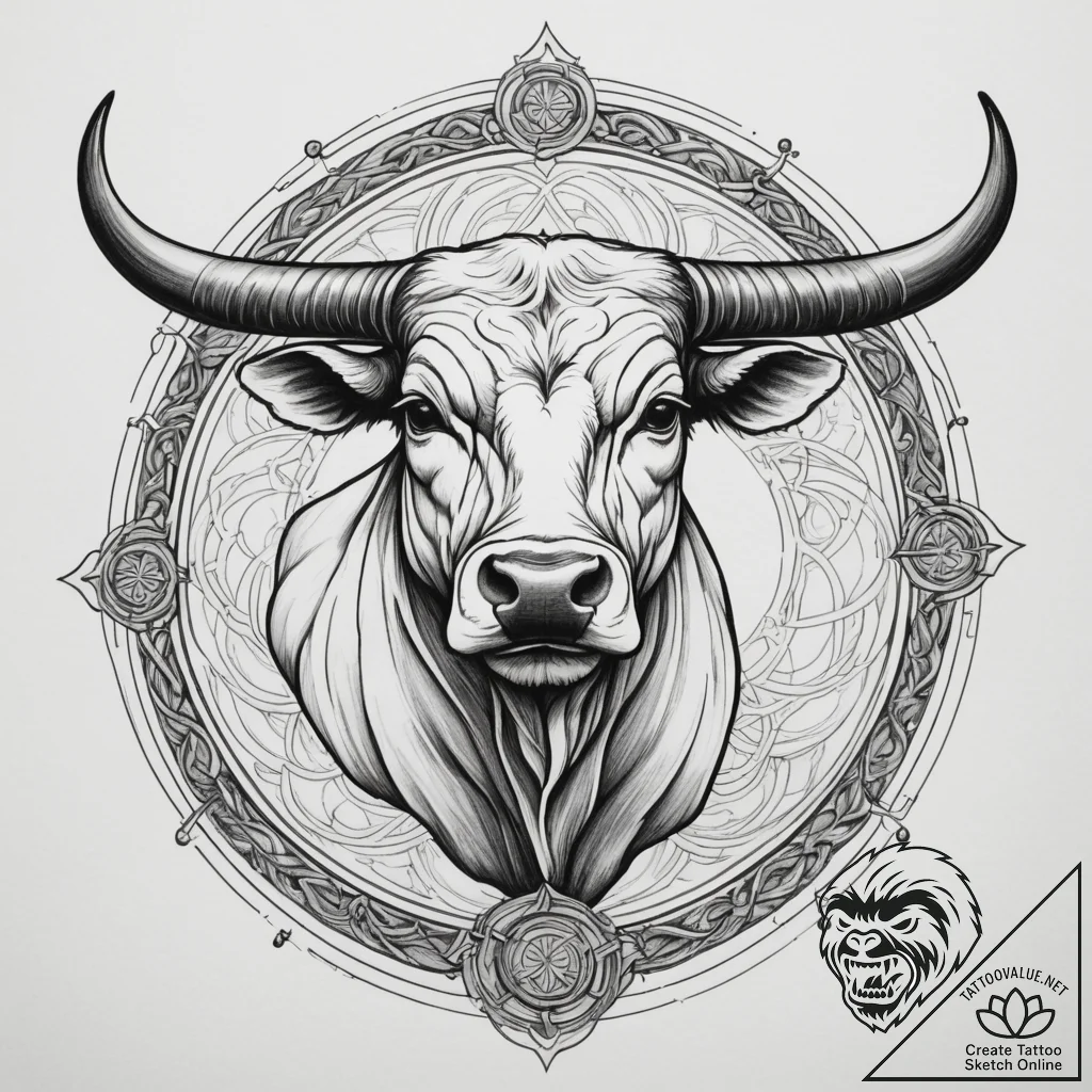 Tattoo design a taurus bull becoming a series... - tattoo sketch (№1754620460_0, 08.08.2025 02:34) — tattoovalue.net