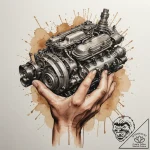 A person’s hands covered in grease, working o… – tattoo sketch (№1754620660_0, 08.08.2025 02:37) — tattoovalue.net