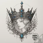 Tattoo design a crown with a birthstone incor… – tattoo sketch (№1754621268_0, 08.08.2025 02:47) — tattoovalue.net