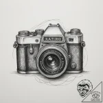 Vintage camera, concept art for tattoo, rough… – tattoo sketch (№1754621473_0, 08.08.2025 02:51) — tattoovalue.net