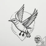 Swift, ink illustration for tattoo, minimalis… – tattoo sketch (№1754621870_0, 08.08.2025 02:57) — tattoovalue.net