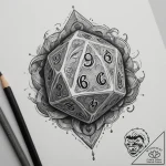 A d20 die from dungeons & dragons, tattoo fla… – tattoo sketch (№1754622069_0, 08.08.2025 03:01) — tattoovalue.net