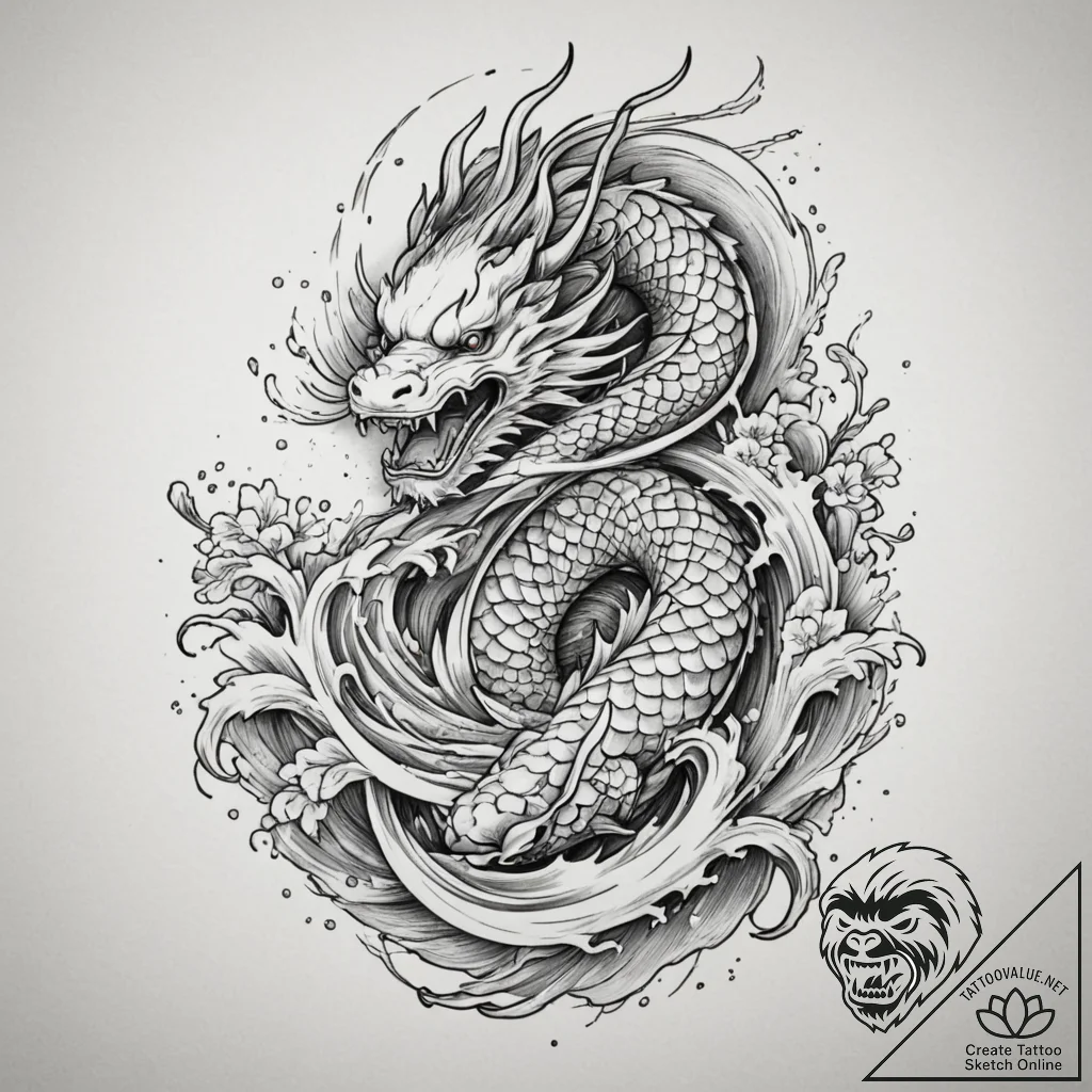 Tattoo design a powerful waterfall, constant... - tattoo sketch (№1754622277_0, 08.08.2025 03:04) — tattoovalue.net