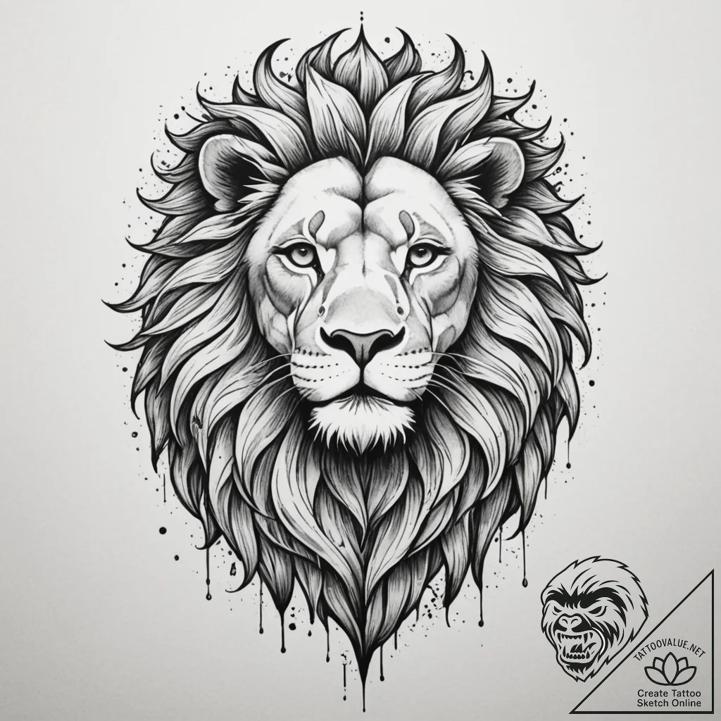 Tattoo sketch a leo lion's mane transforming... - tattoo sketch (№1754622478_0, 08.08.2025 03:07) — tattoovalue.net