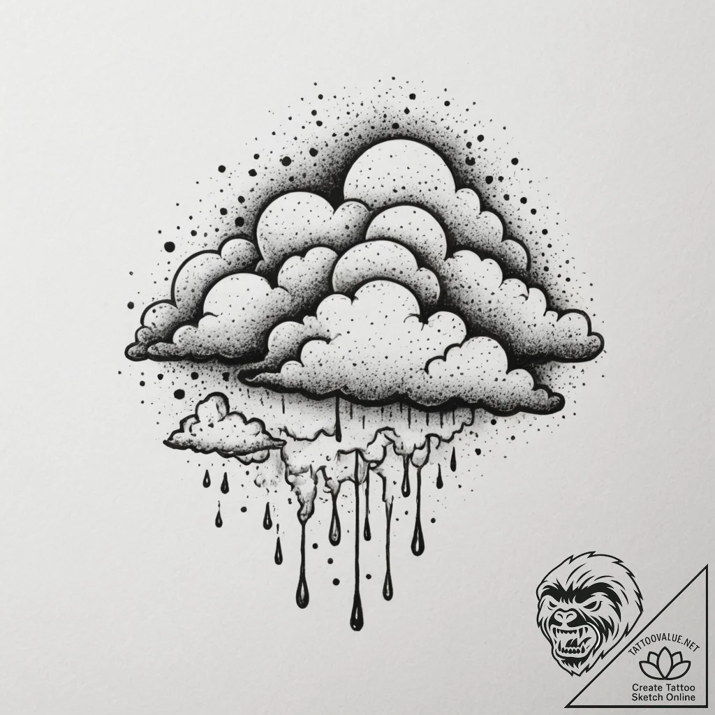 Tattoo sketch a tiny, abstract cloud with a r... - tattoo sketch (№1754623086_0, 08.08.2025 03:18) — tattoovalue.net