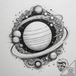 Jupiter (planet), tattoo line art, black and… – tattoo sketch (№1754623908_0, 08.08.2025 03:31) — tattoovalue.net