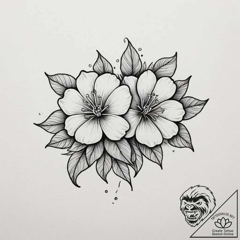 Tattoo design a half-flower on one partner, c... - tattoo sketch (№1754624521_0, 08.08.2025 03:42) — tattoovalue.net